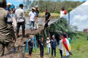 Foto : Penutupan pipa pembuangan limbah dan penyediaan air bersih terhadap warga terdampak